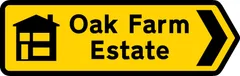 Direction to a new housing development — UK road sign