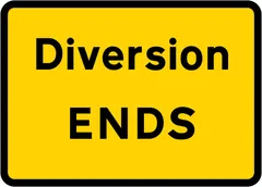 End of temporary diversion route — UK road sign