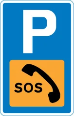Emergency telephone in a parking place — UK road sign