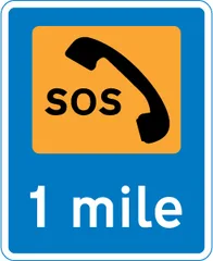 Emergency telephone 1 mile ahead — UK road sign