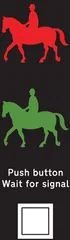 Near side light signals and instructions for horse riders at an equestrian traffic crossing facility — UK road sign