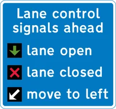 Lane control signals in operation on the road — UK road sign