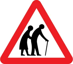 Frail or disabled pedestrians likely to cross road ahead — UK road sign