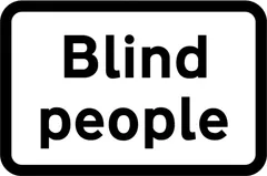 Blind pedestrians likely to cross road ahead — UK road sign