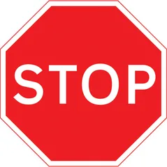 Stop before crossing the traverse line on the road and ensure the way is clear before entering a major road — UK road sign