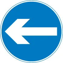 Vehicular traffic must proceed in the direction indicated by the arrow — UK road sign