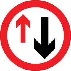 Priority must be given to vehicles from the opposite direction — UK road sign