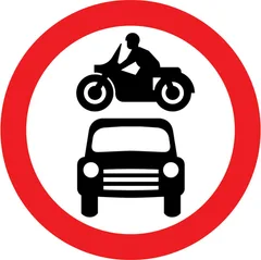 Motor vehicles prohibited — UK road sign