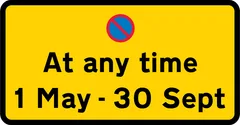 Continuous prohibition on waiting except for loading and unloading for period indicated — UK road sign