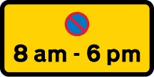 Waiting prohibited except for loading and unloading during the period indicated — UK road sign