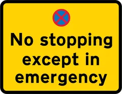 No stopping in lay-by except in emergency — UK road sign