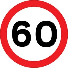 Maximum speed limit of 60 miles per hour — UK road sign