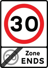 End of 20 miles per hour zone and start of 30 miles per hour zone — UK road sign