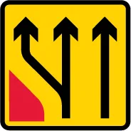 Additional traffic lane available ahead as part of temporary traffic management scheme — UK road sign