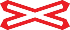Location of railway or tramway level crossing without a gate or barrier — UK road sign