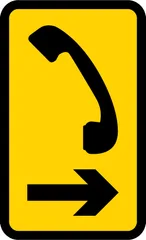 Direction to emergency telephone or telephone at or near a railway or tramway level crossing — UK road sign