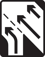 Additional traffic joining from the left ahead (non-primary route) — UK road sign