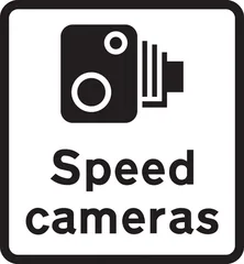 Area in which cameras are used to enforce the speed limit regulations — UK road sign