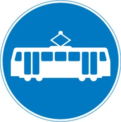Route for use by tramcars only — UK road sign