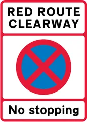 Entrance to red route clearway — UK road sign