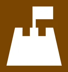 Tourist symbol for England and Wales: beach — UK road sign